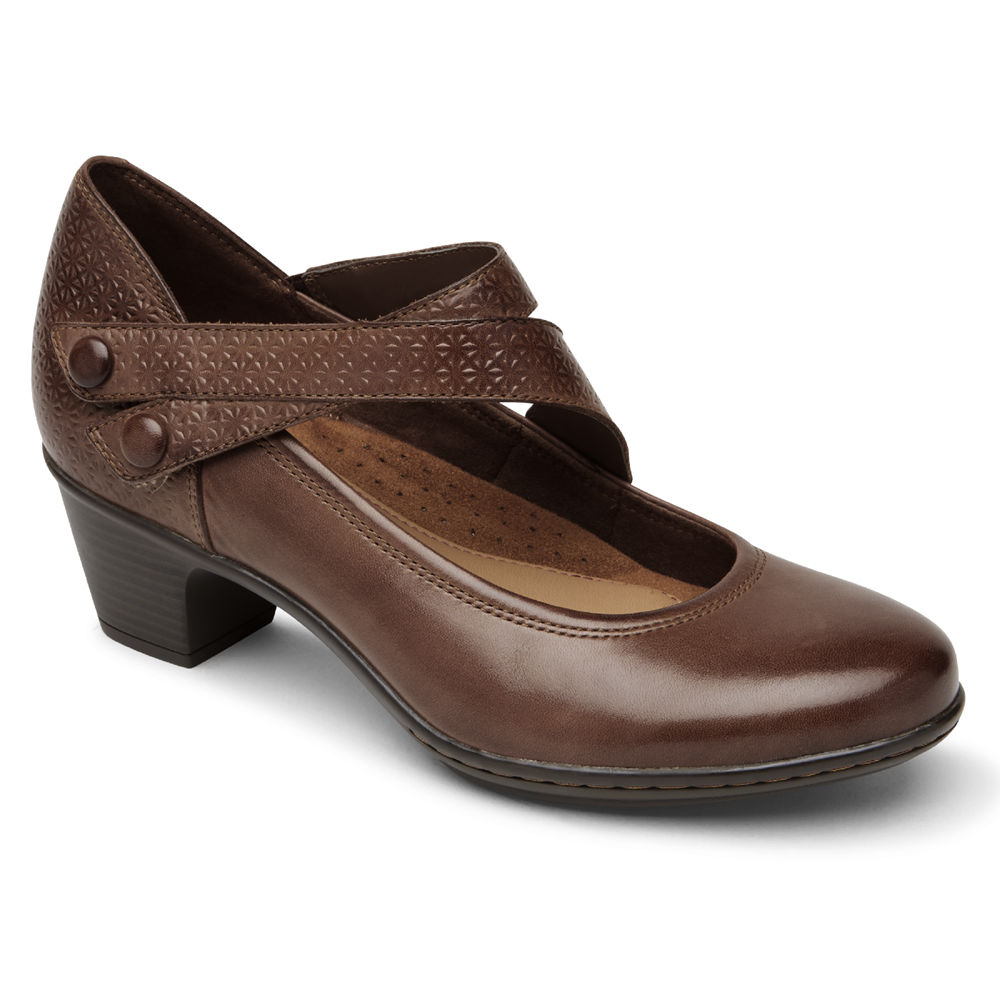 Rockport Womens Cobb Hill Kailyn Asymmetrical Mary Jane - Wedges Brown - DGX873045